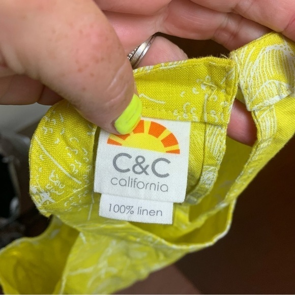 C&C California 100% Linen Palm Tree Dress - Picture 3 of 11